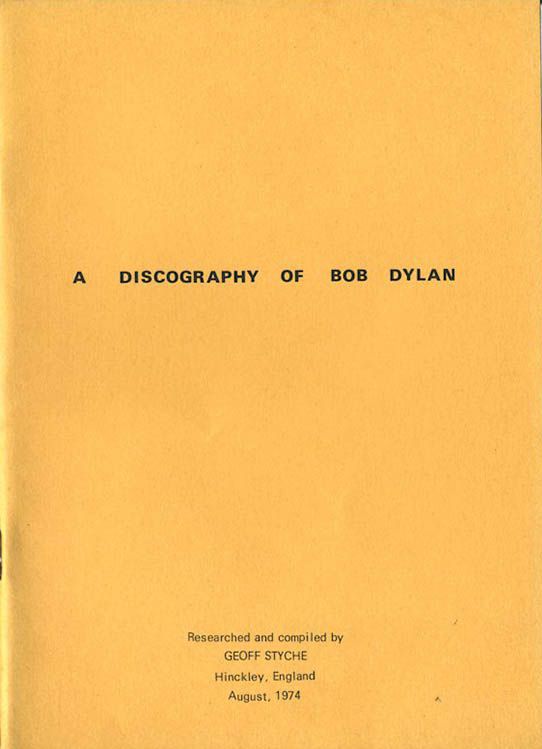 discography of Bob Dylan 1974 book