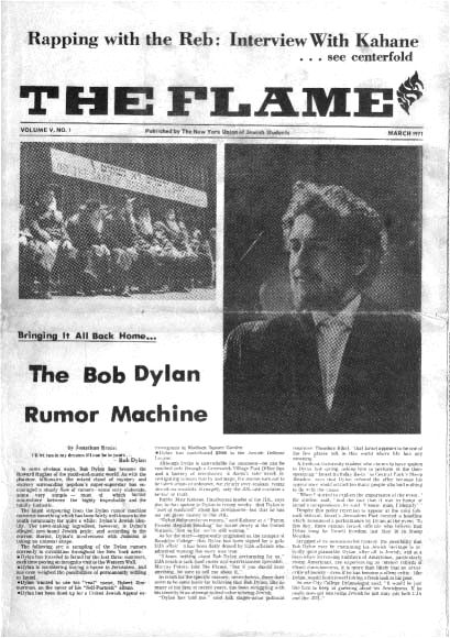 the flame magazine Bob Dylan front cover