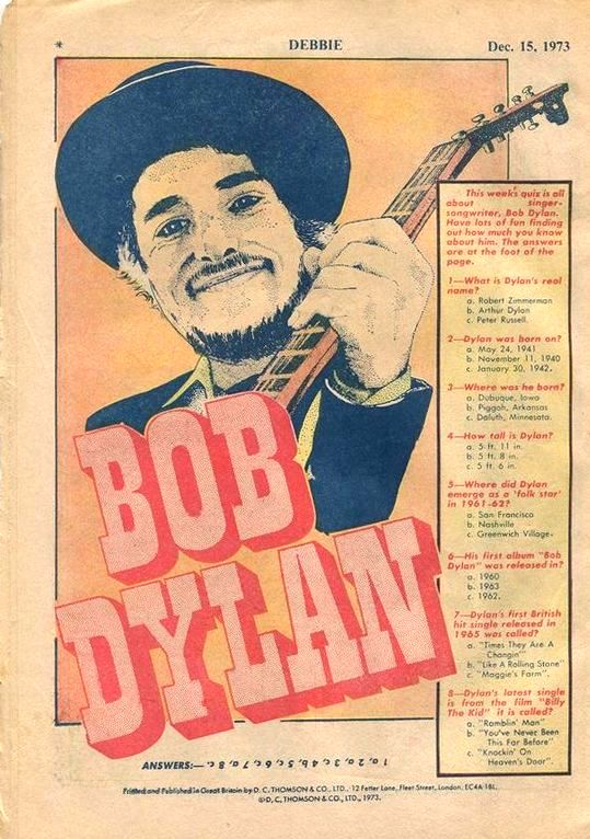 debbie magazine Bob Dylan front cover