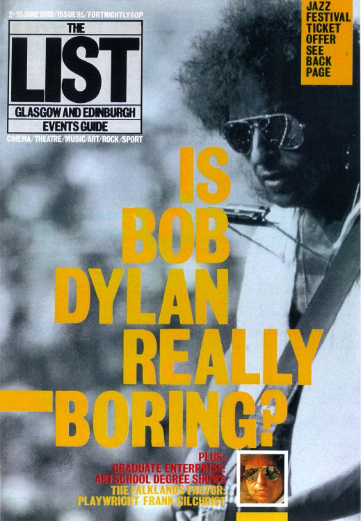 the list uk scotland magazine Bob Dylan front cover