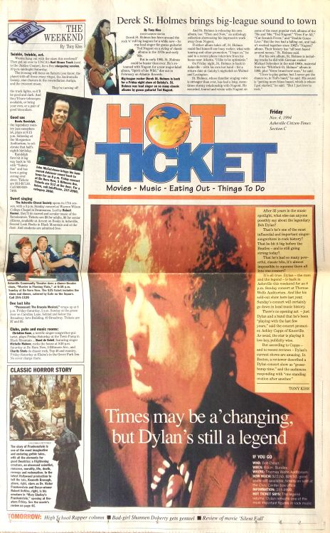 hot ticket magazine Bob Dylan front cover