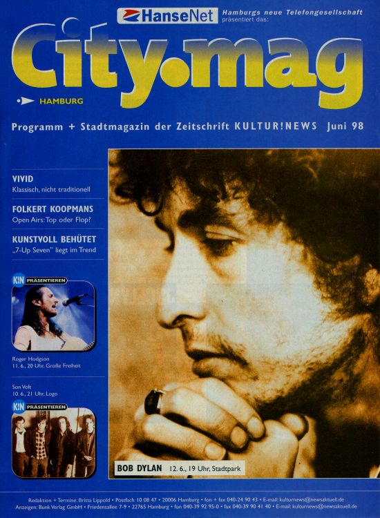 city mag magazine Bob Dylan front cover
