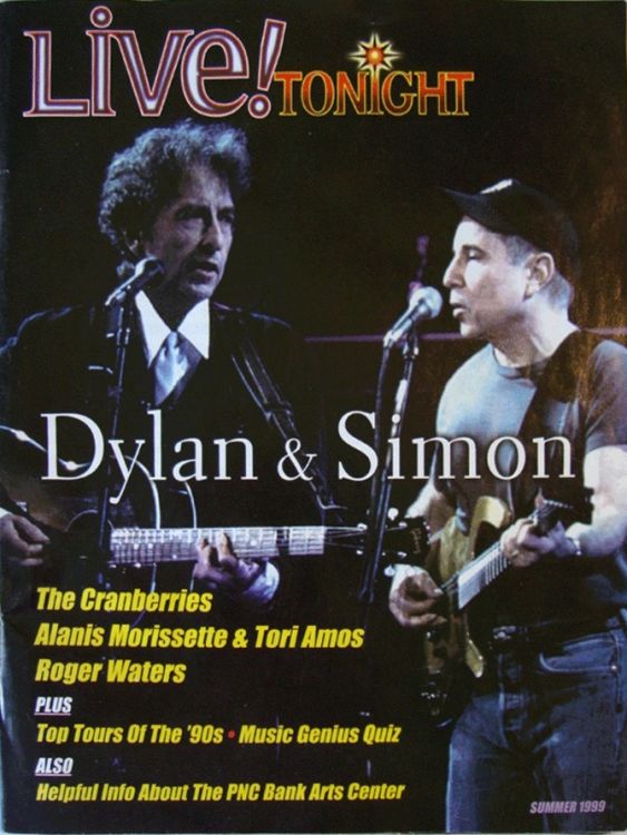 live! tonight PNC Bank Arts Center, Holmdel, New Jersey magazine Bob Dylan front cover