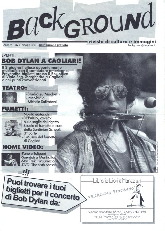 back bround italy magazine Bob Dylan front cover