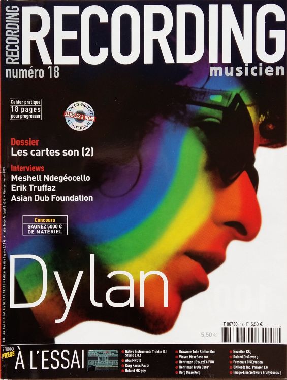 recording musicien #18 magazine Bob Dylan front cover