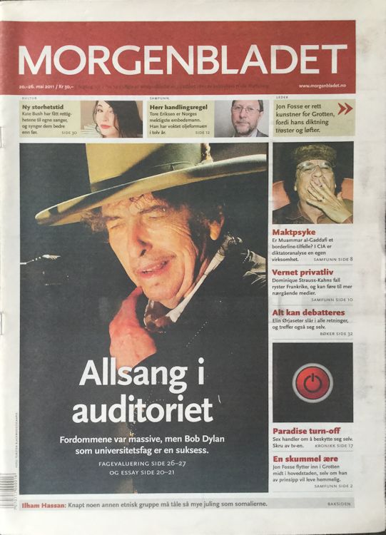 morgenbladet magazine Bob Dylan front cover