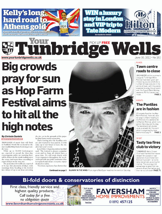 your tunbridge wells magazine Bob Dylan front cover