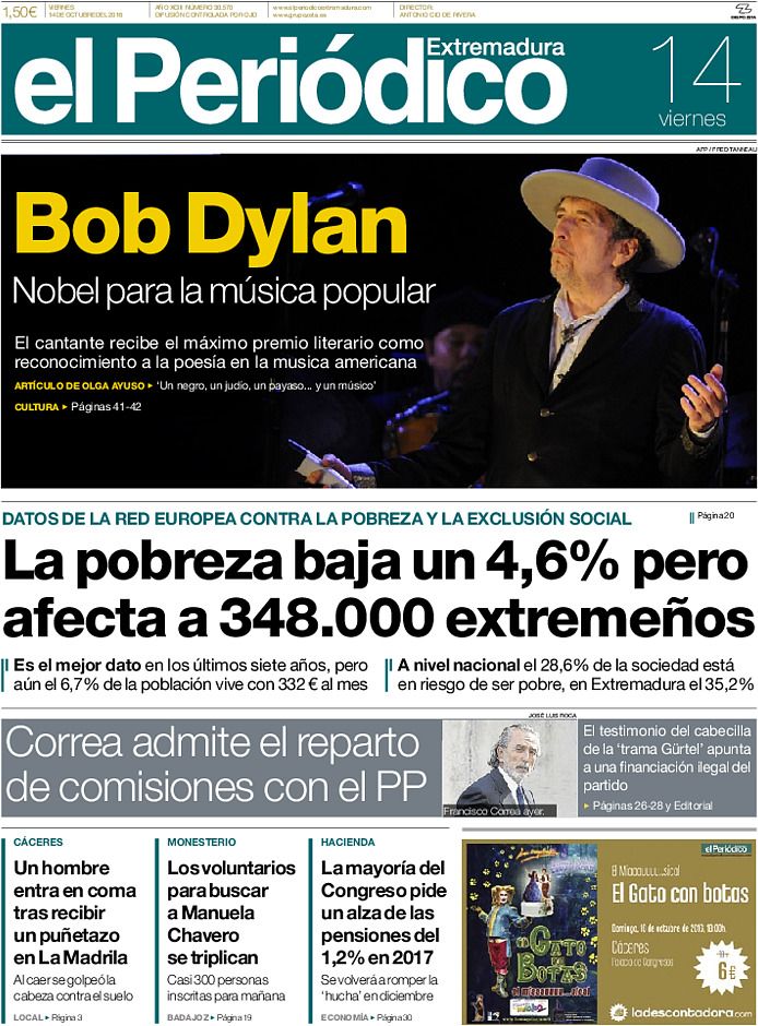 el periodiceo de etremadura spanish magazine Bob Dylan front cover