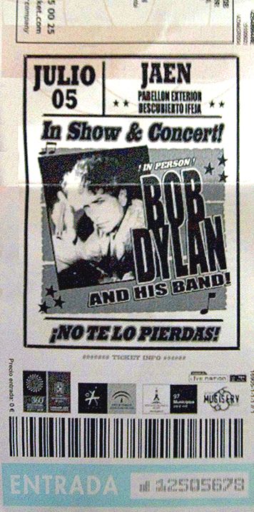 Bob Dylan ticket jaen 5 july 2008