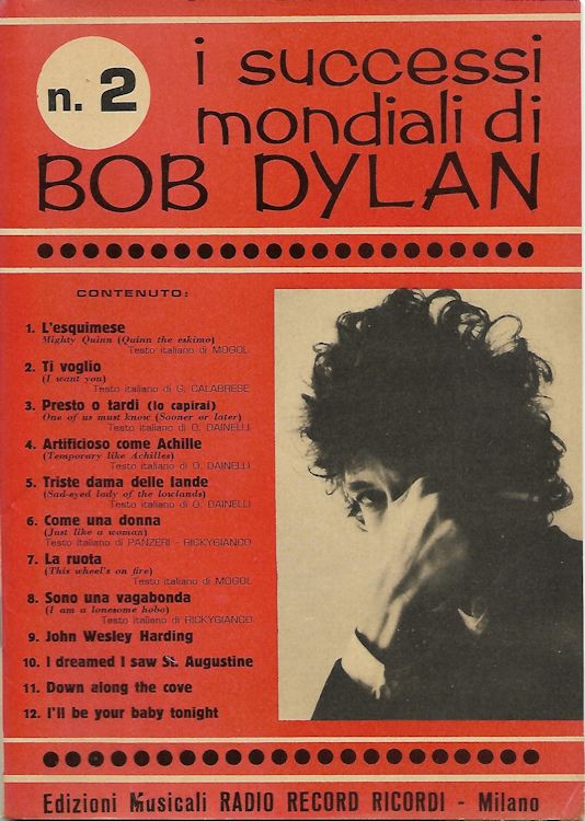 I Successi Mondiali di bob dylan 1968, 76 pages songbook