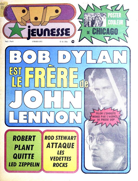 pop rock canada magazine 4 march 1972 Bob Dylan front cover
