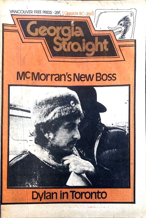 georgia straight magazine Bob Dylan front cover 1