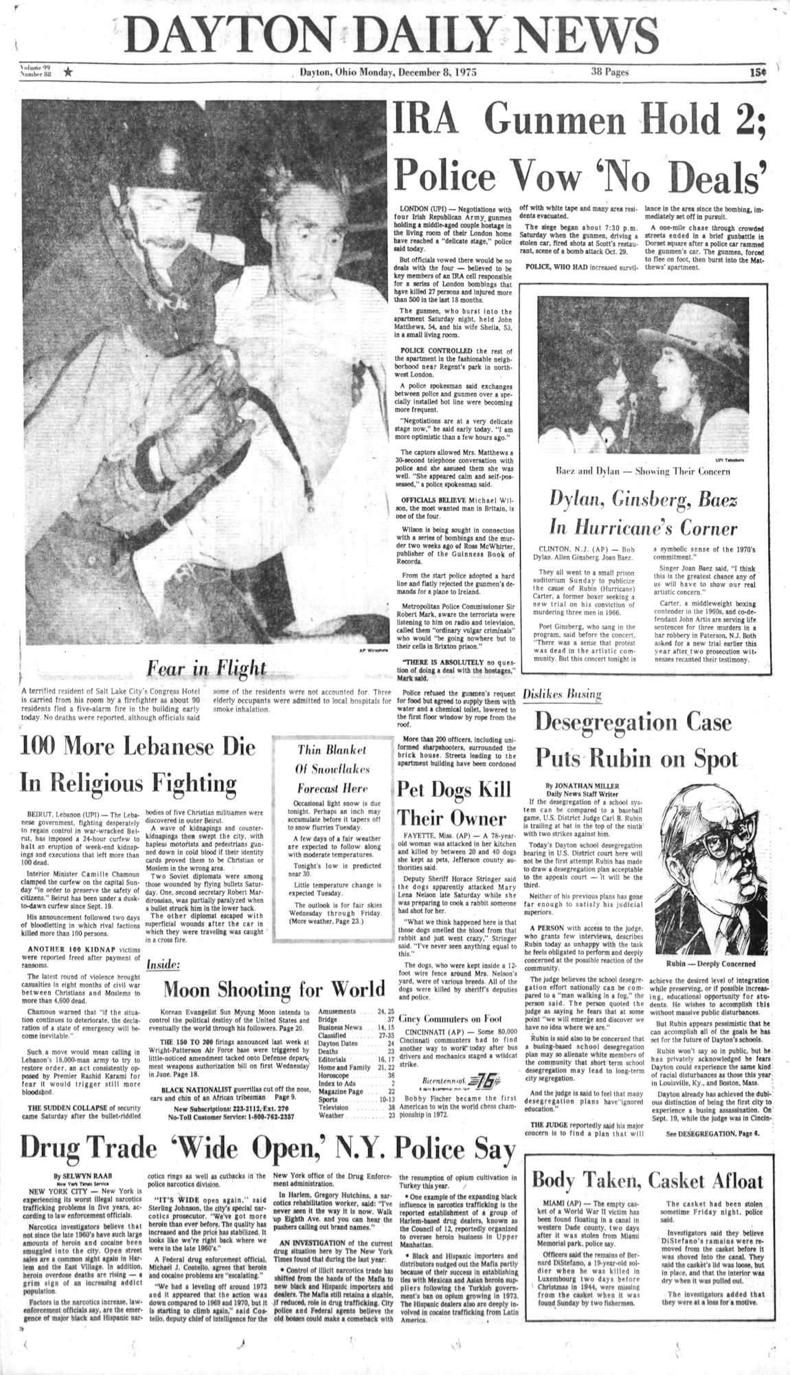 the Dayton Daily News Bob Dylan front cover