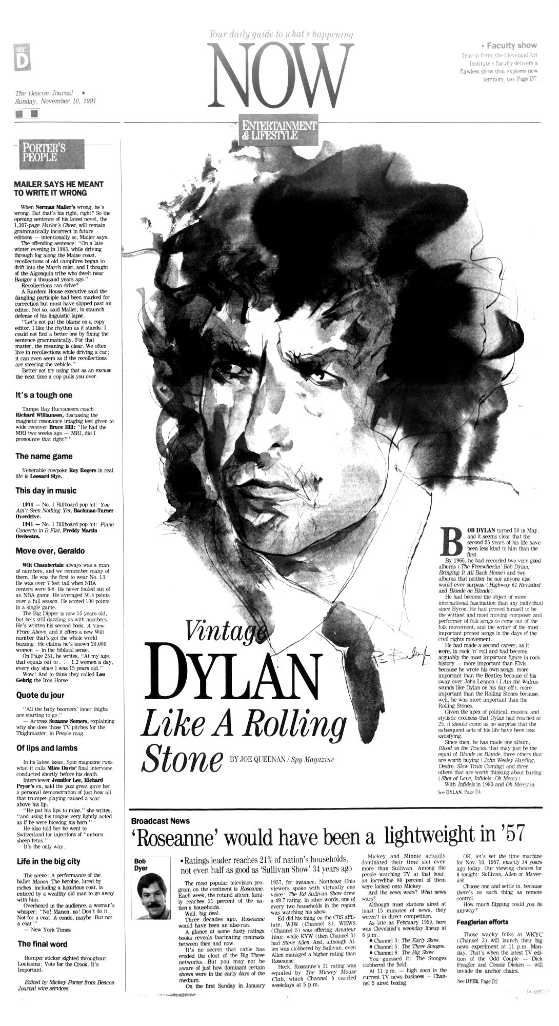 akron beacon journal Bob Dylan front cover
