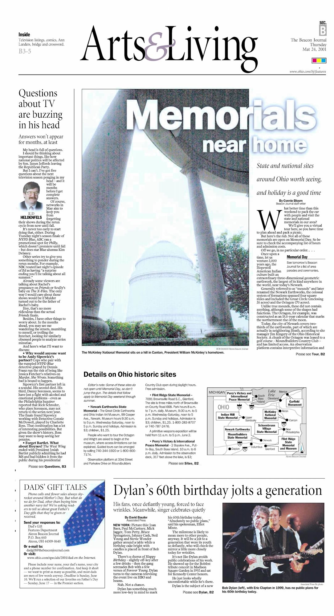 akron beacon journal Bob Dylan front cover