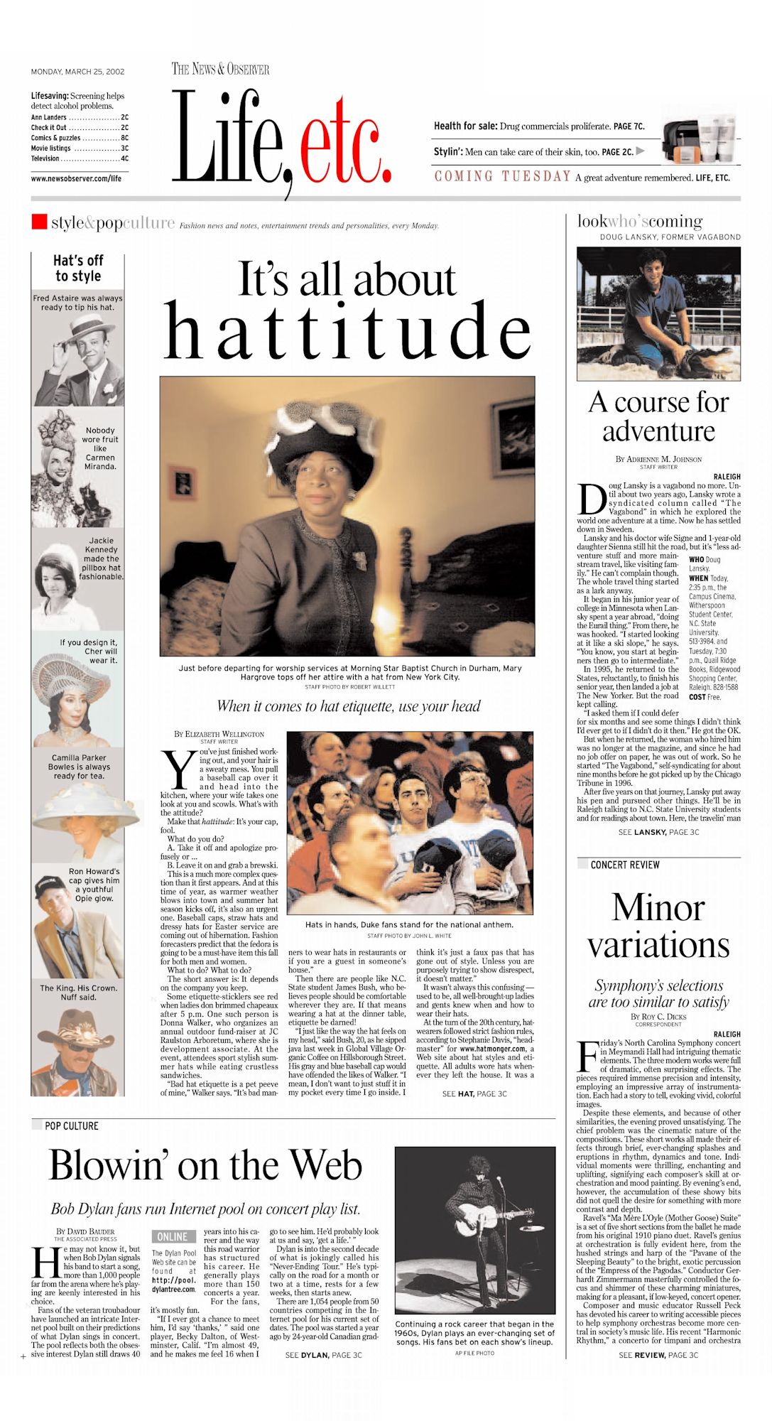 news observer Dylan front cover