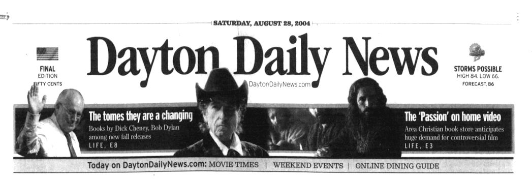the Dayton Daily News Bob Dylan front cover
