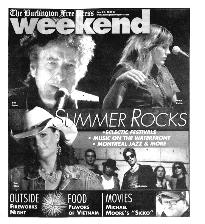 Burlington Free Press Bob Dylan front cover