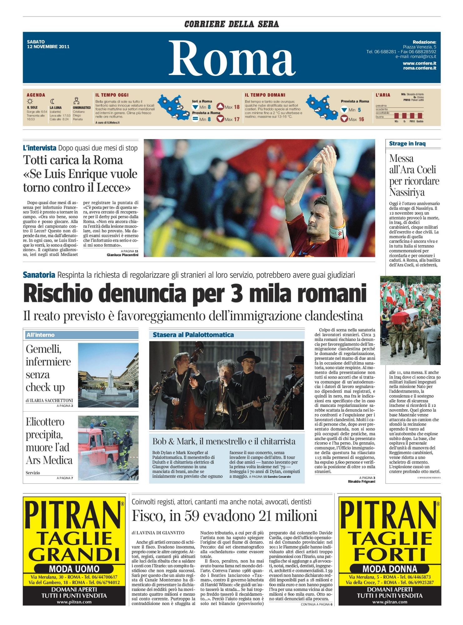 20230811 corriere della sera Bob Dylan front cover