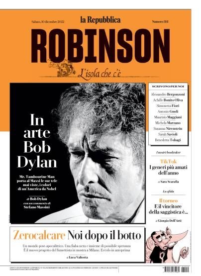 la repubblica 10 Dec 2022 Bob Dylan front cover