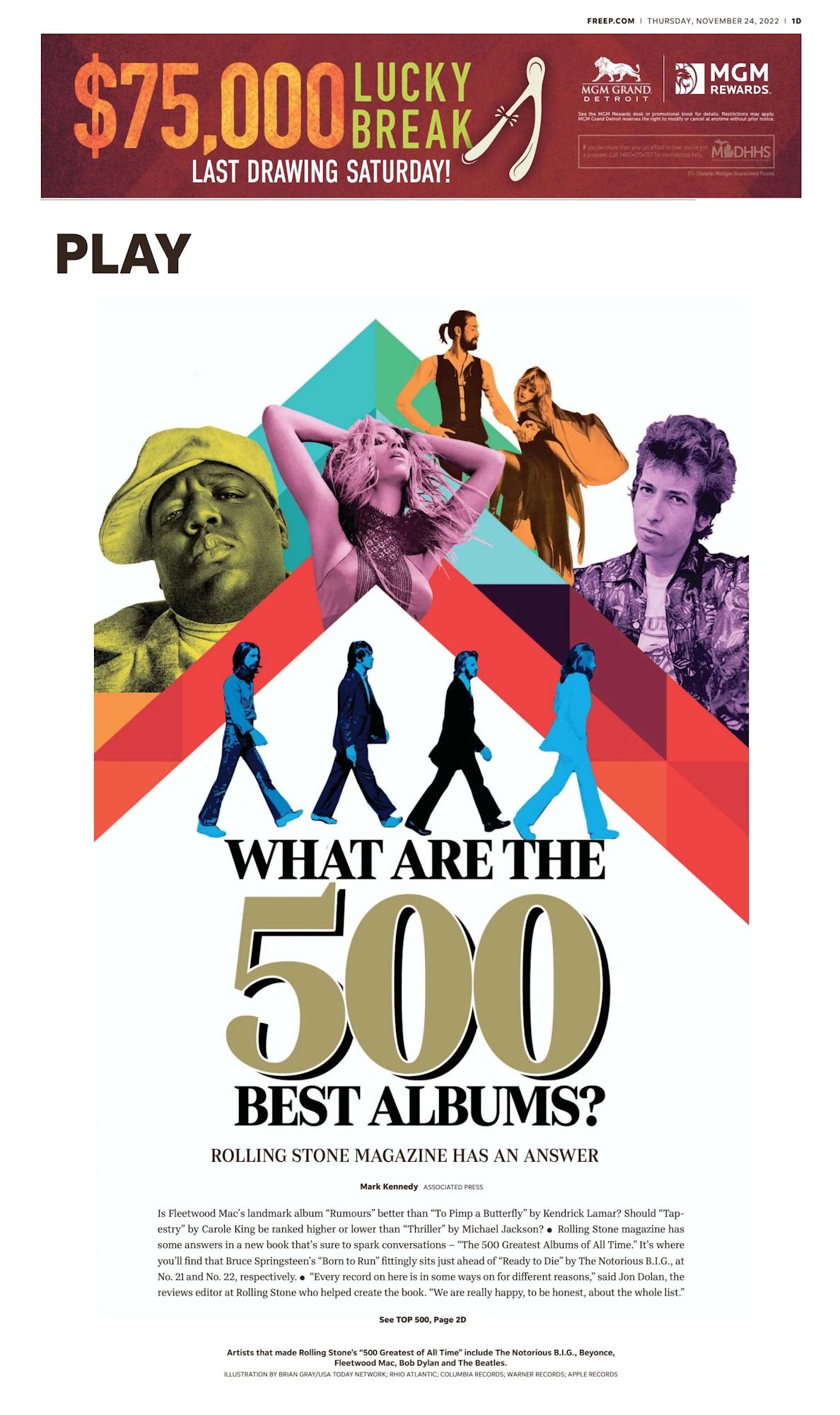 the detroit free press Bob Dylan front cover