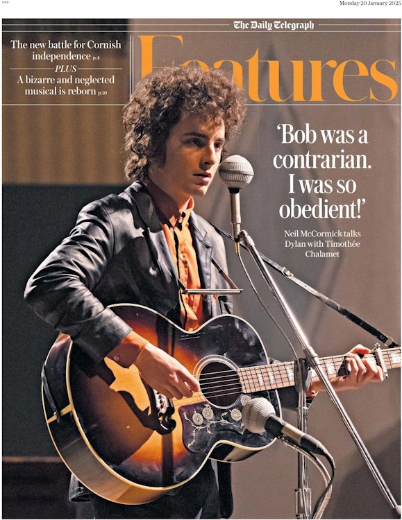 daily telegraph magazine 2020 Bob Dylan front cover