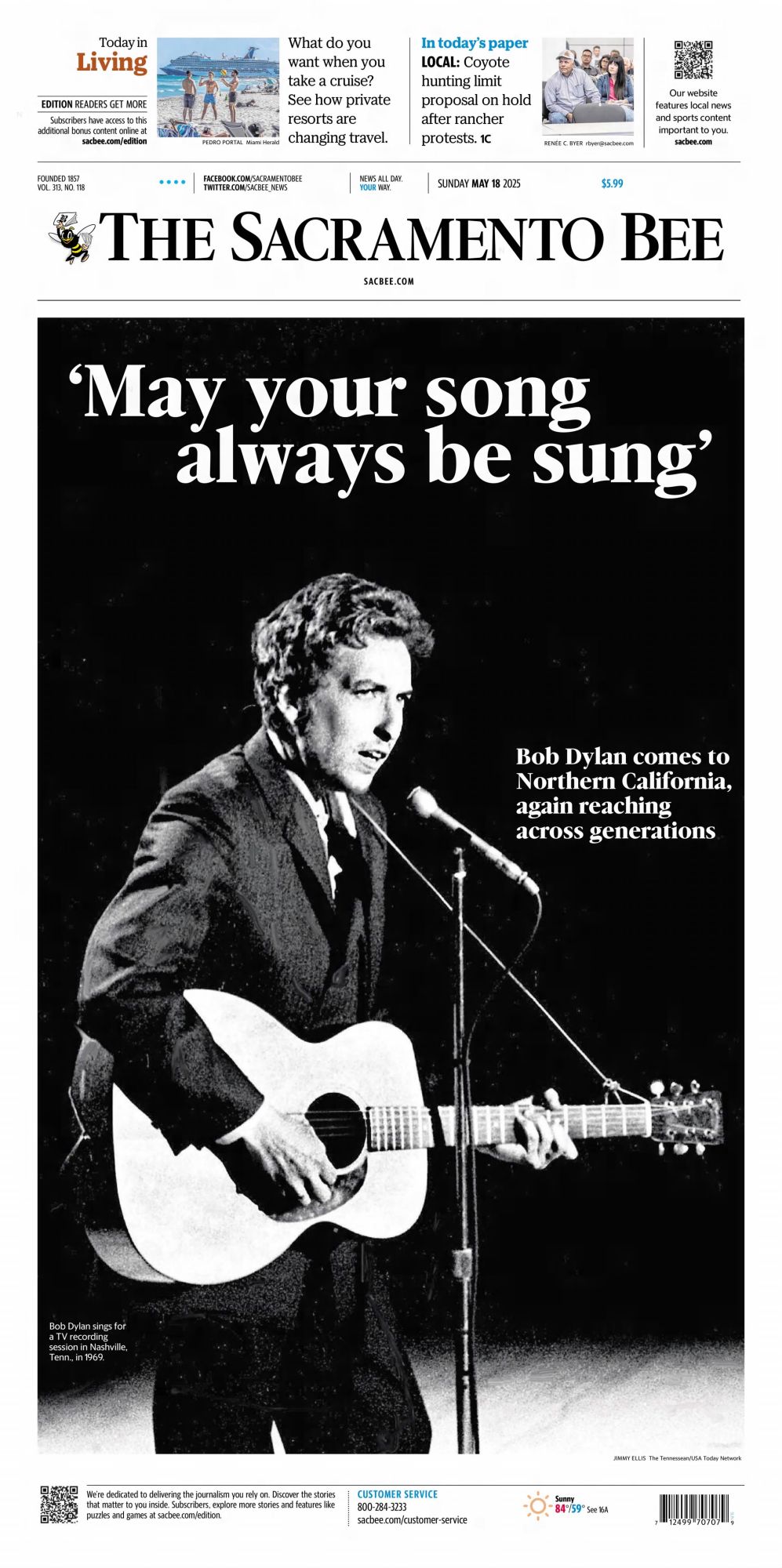 sacramento bee Bob Dylan front cover