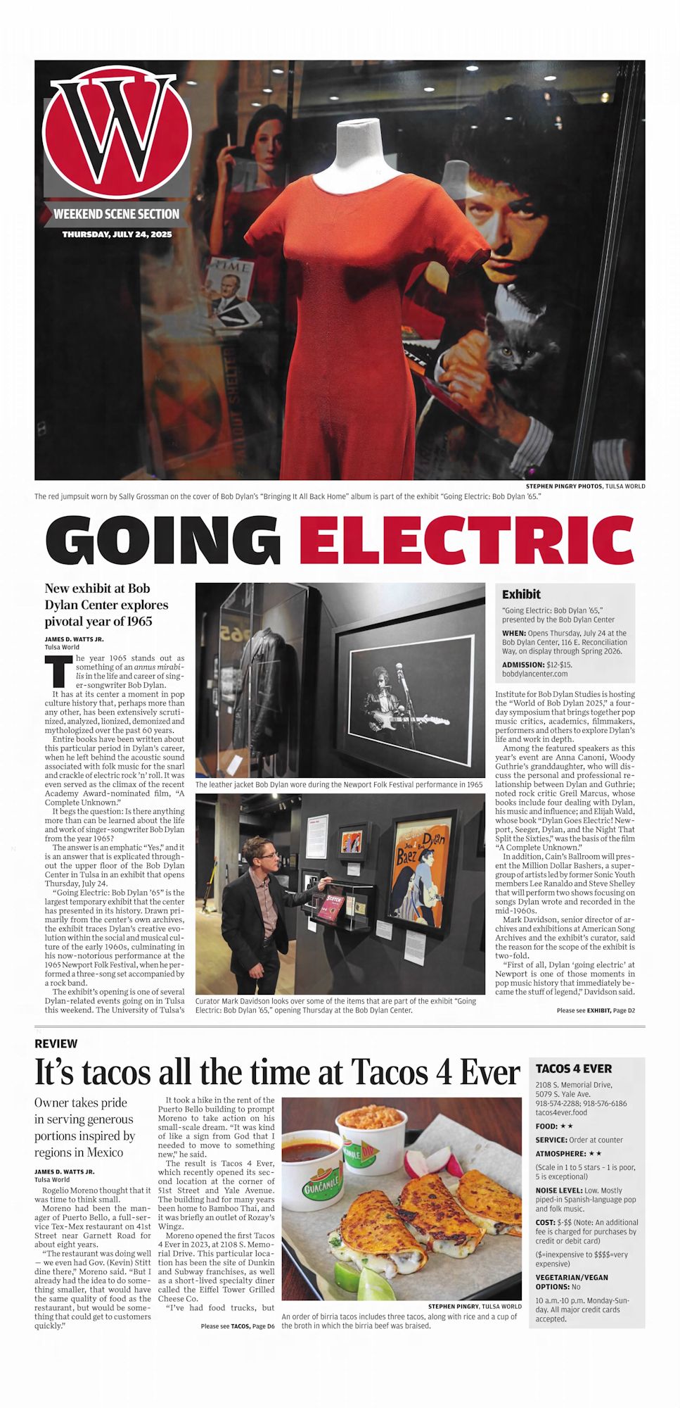 tulsa world Bob Dylan front cover