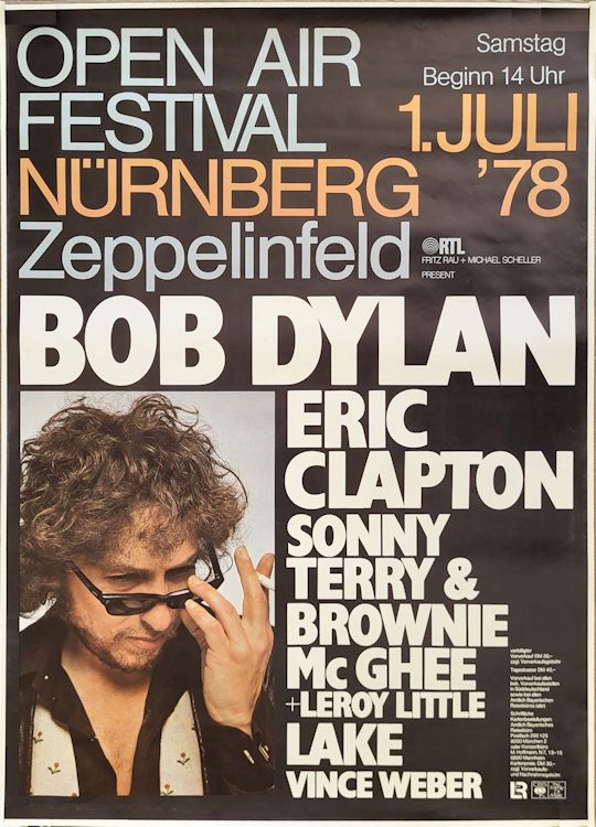Bob Dylan 1 july 1978 poster